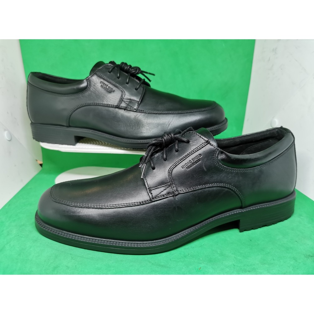 Rockport Men's Hydro-Shield Waterproof Plain Toe Leather Oxford Black Size 12 M